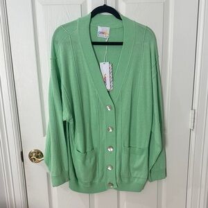 NWT CRUSH SIZE 1 mint Green Women's Cardigan Sweater small oversized cashmere